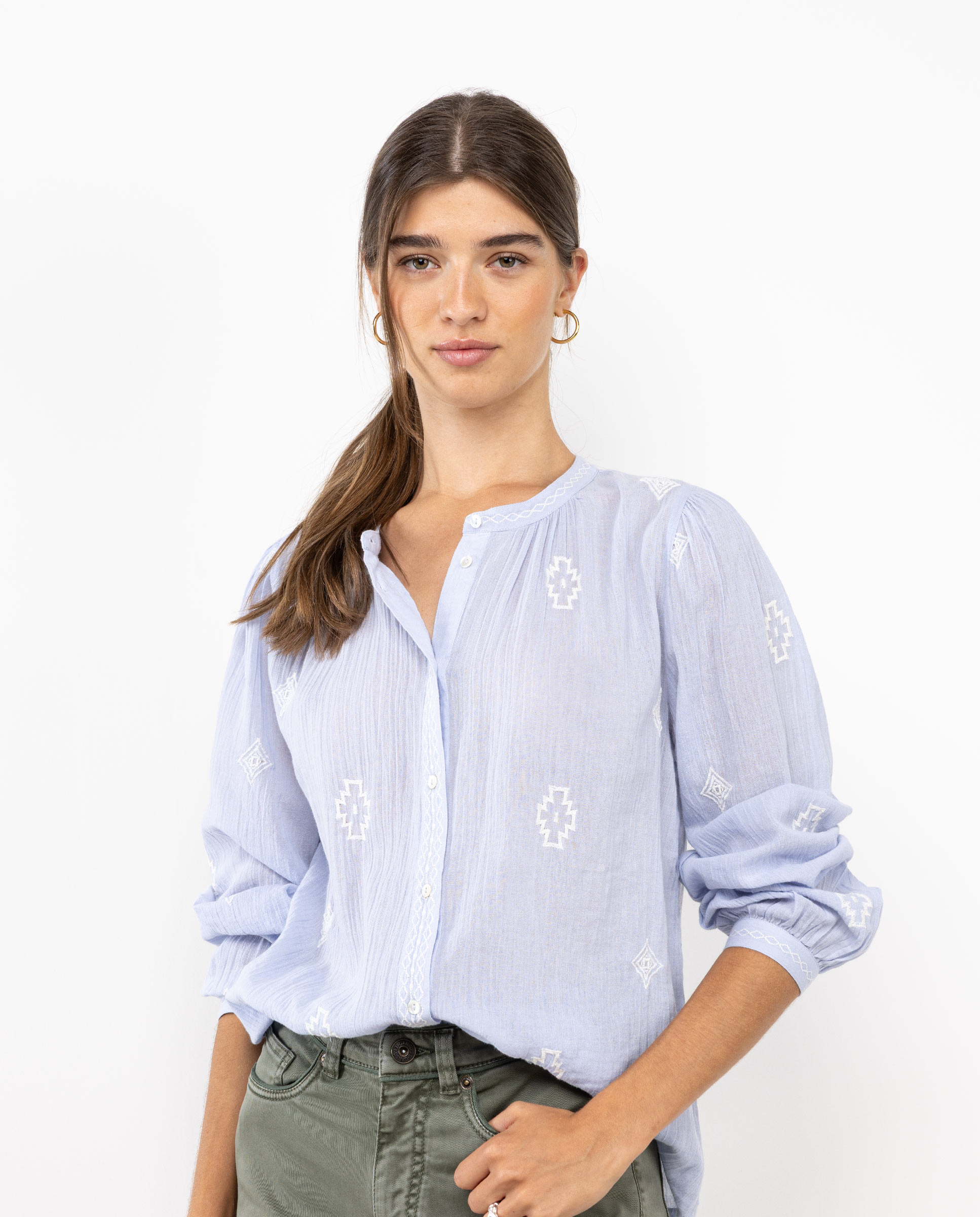Light Blue Blouse W Embroidery