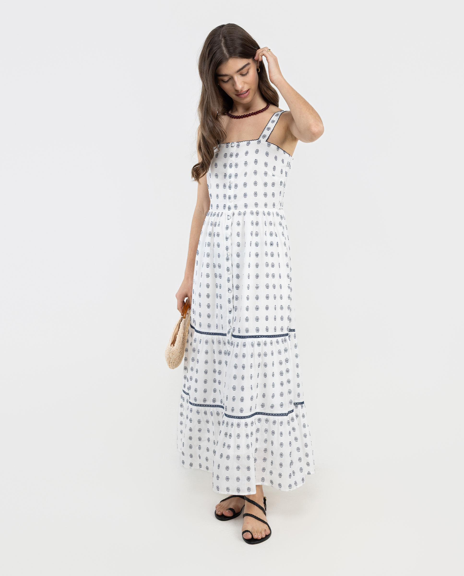 Bruna Embroidered Midi Dress