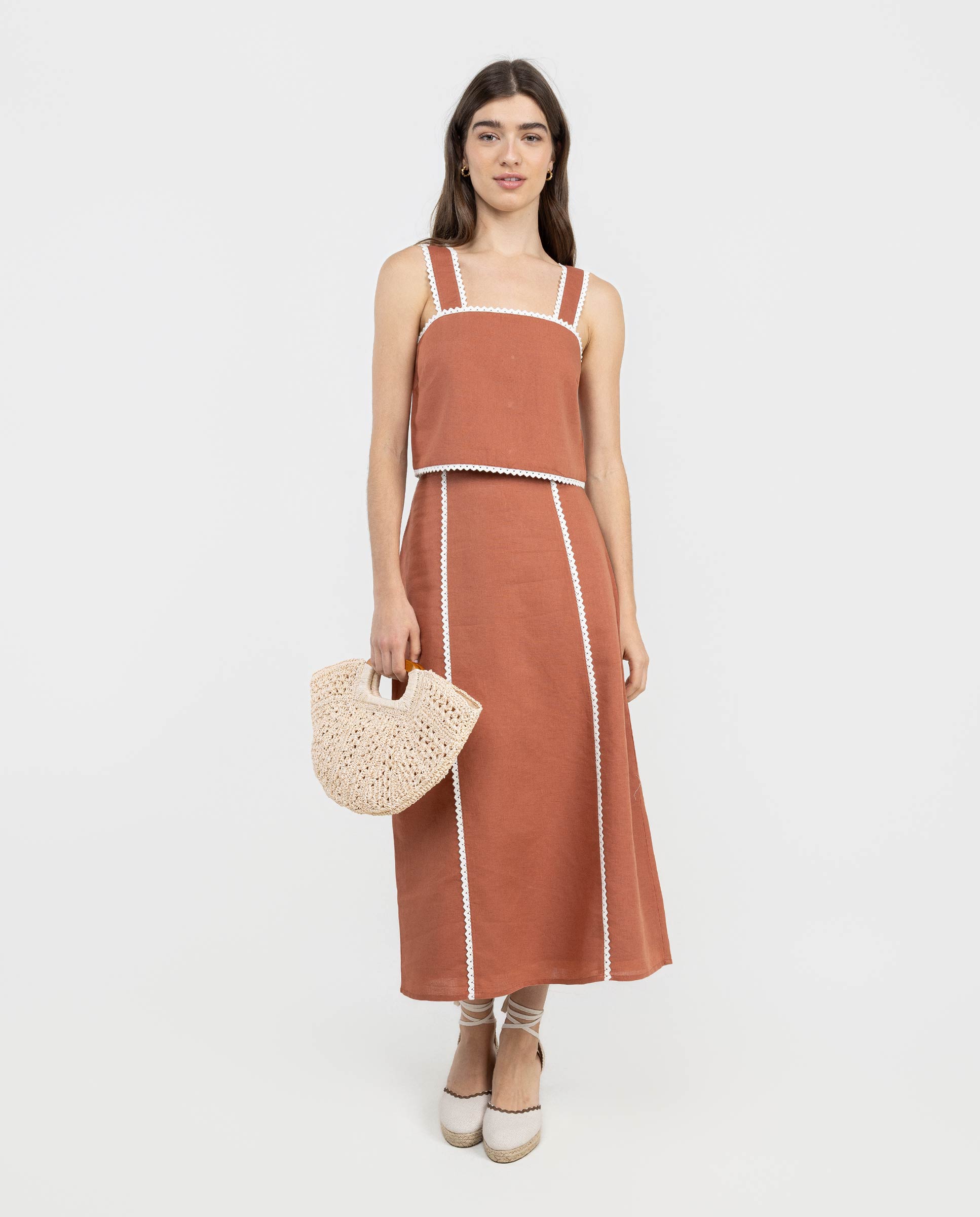 Lena Linen Midi Skirt