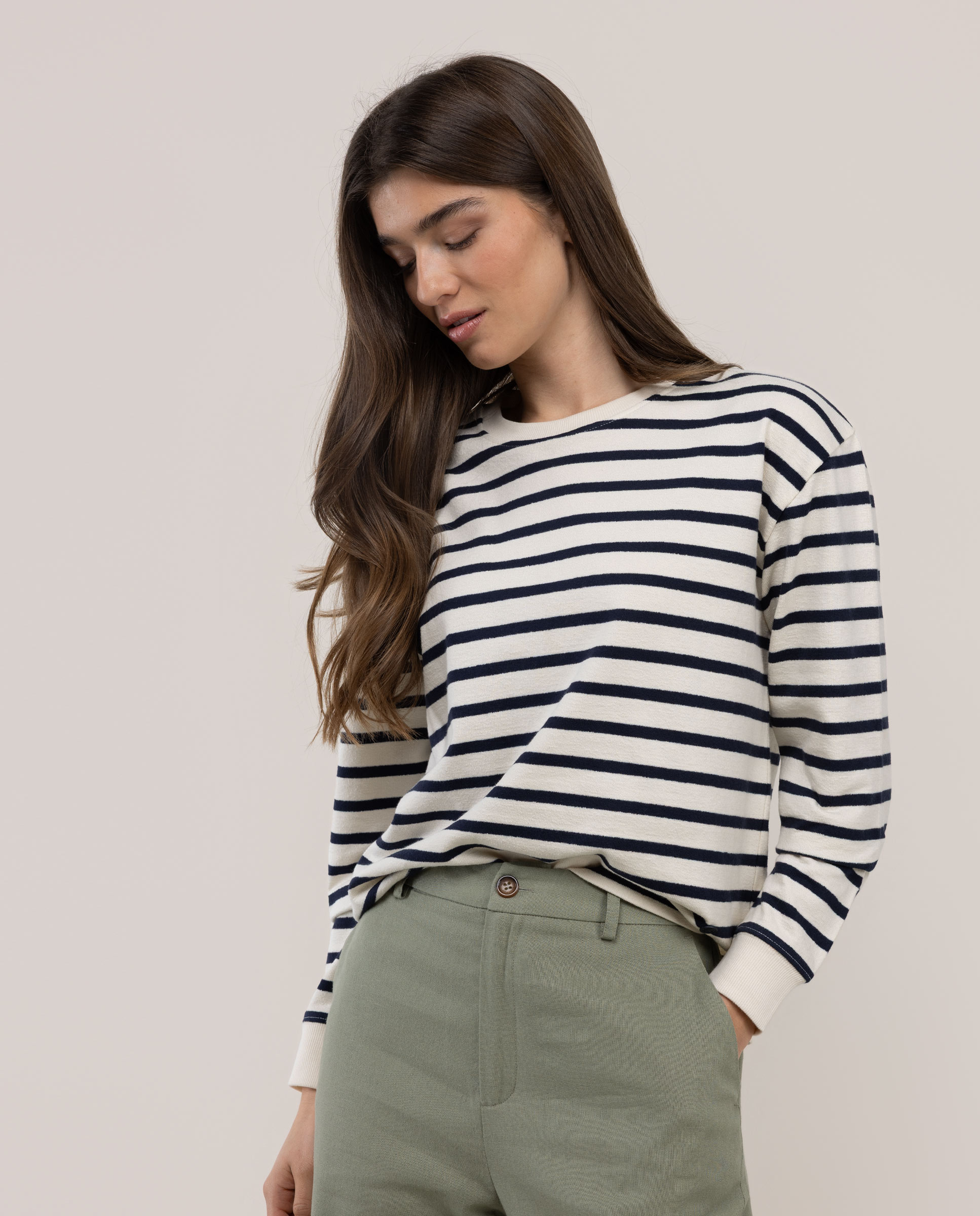 Striped Crew Neck Sweatshirt