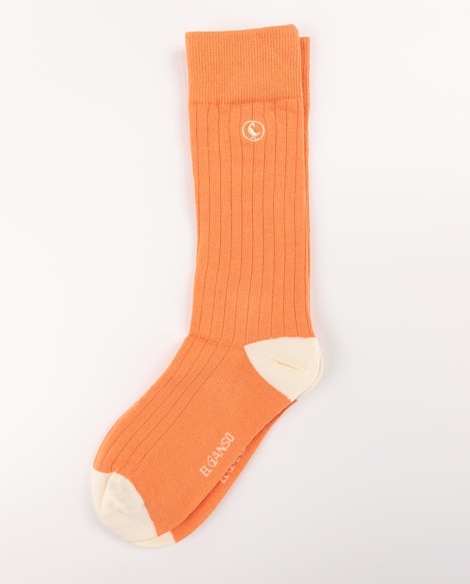 Ribbed Orange Cotton Socks