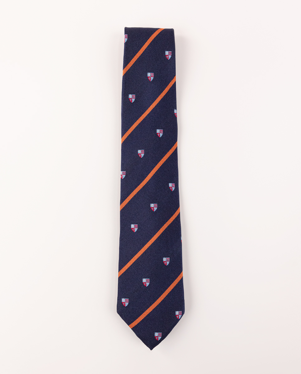 Corbata Motivo Escudo Raya Naranja