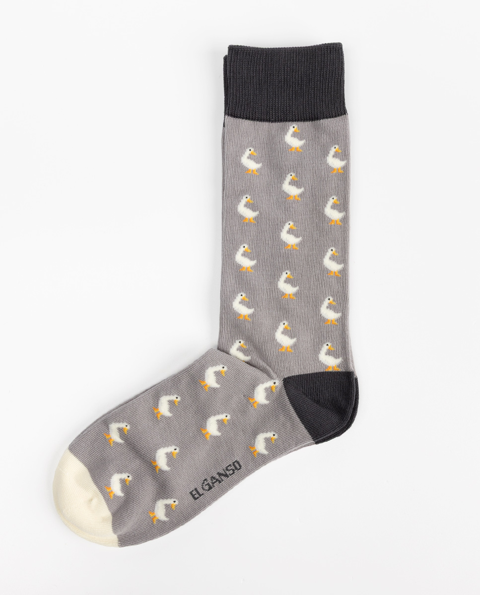 Calcetín Algodón Gansos Gris