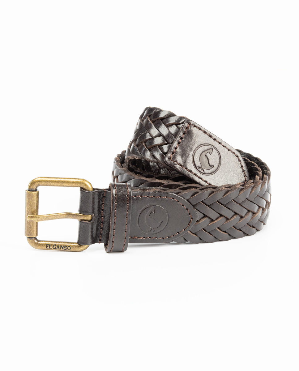Cinturón Piel Trenzado Marrón