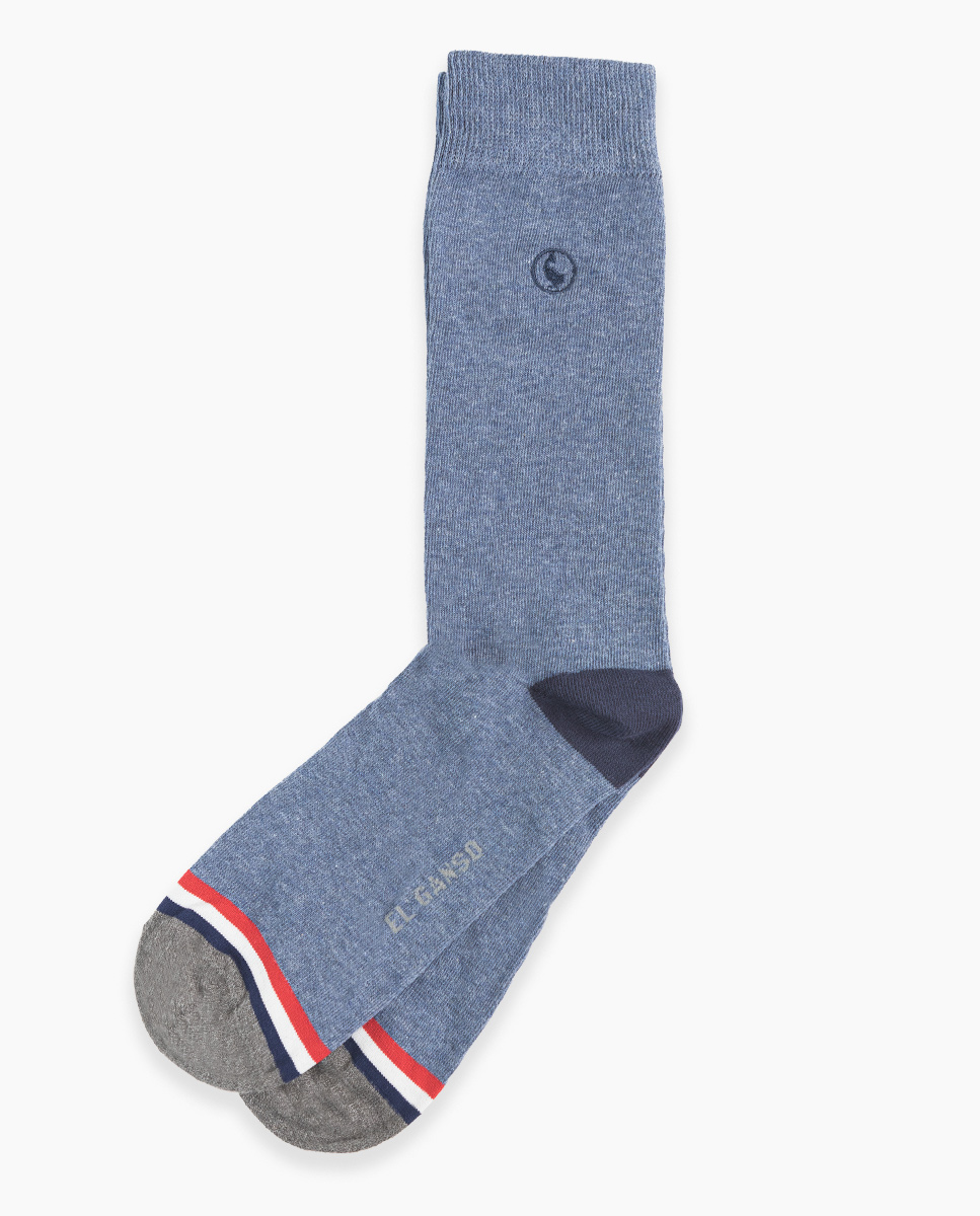 Calcetín Básico Liso Azul Algodón