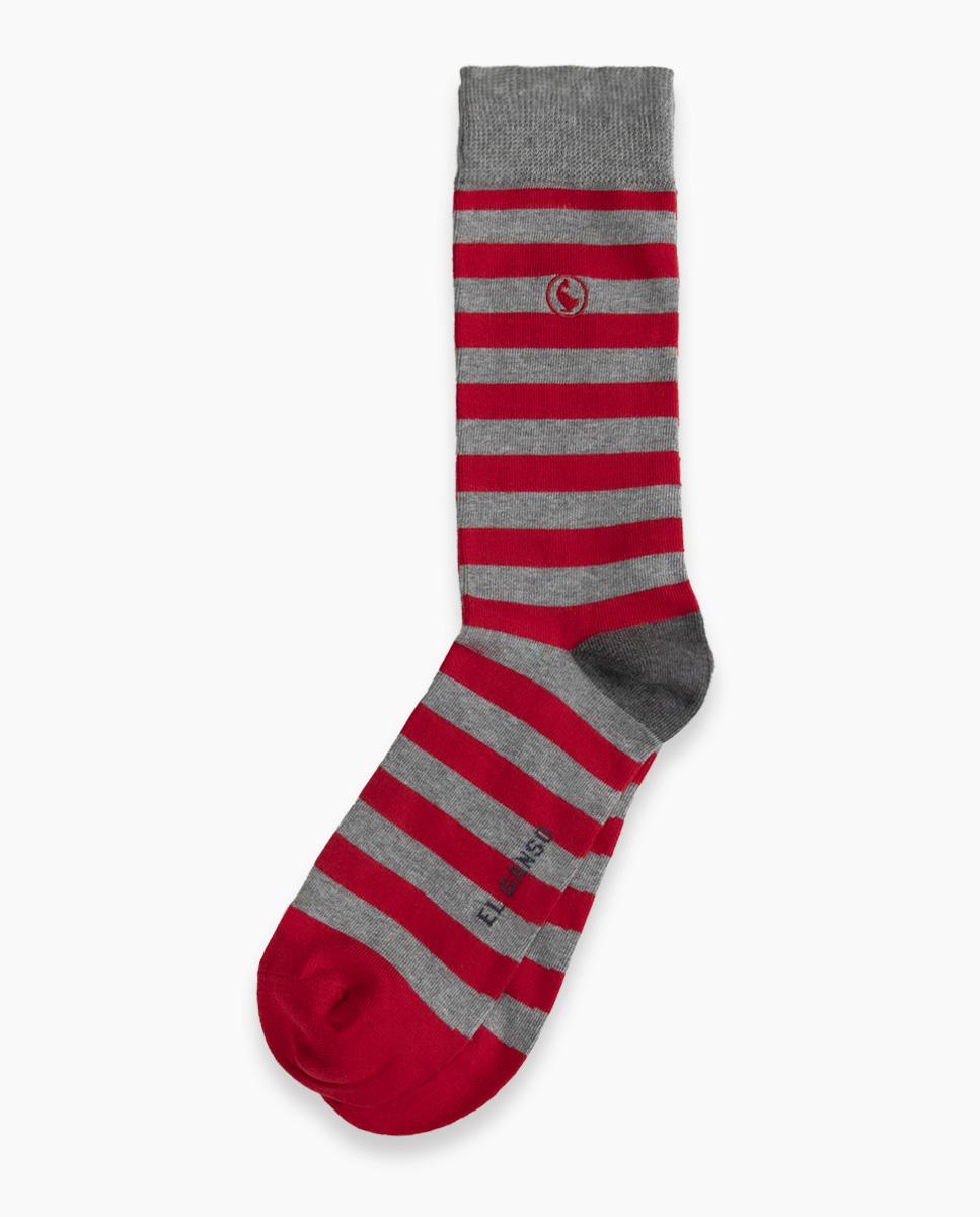 Calcetín Algodón Rayas Gris