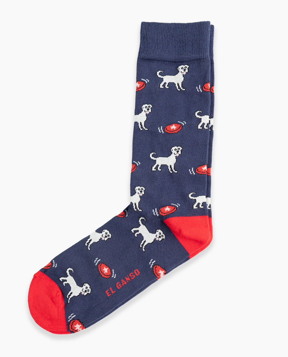 Calcetín Algodón Marino Figurativo Perro