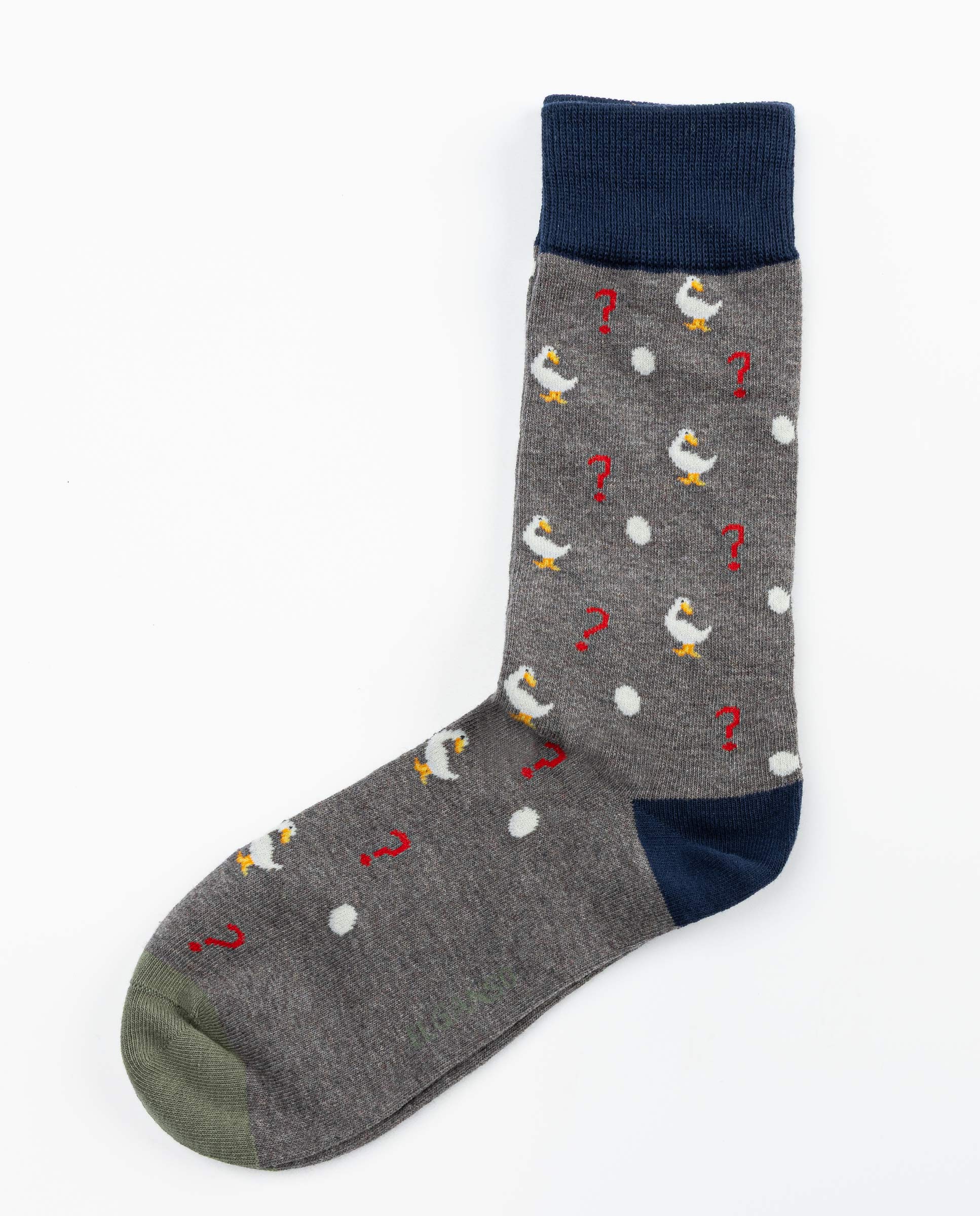 Grey Cotton Socks W Geese