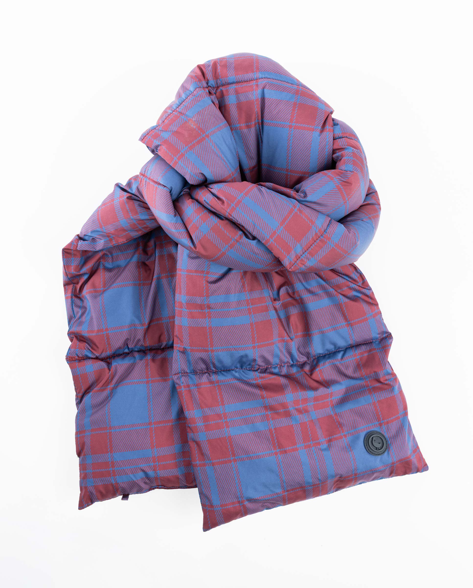 Blue Maroon Quilted Harris Check Scarf