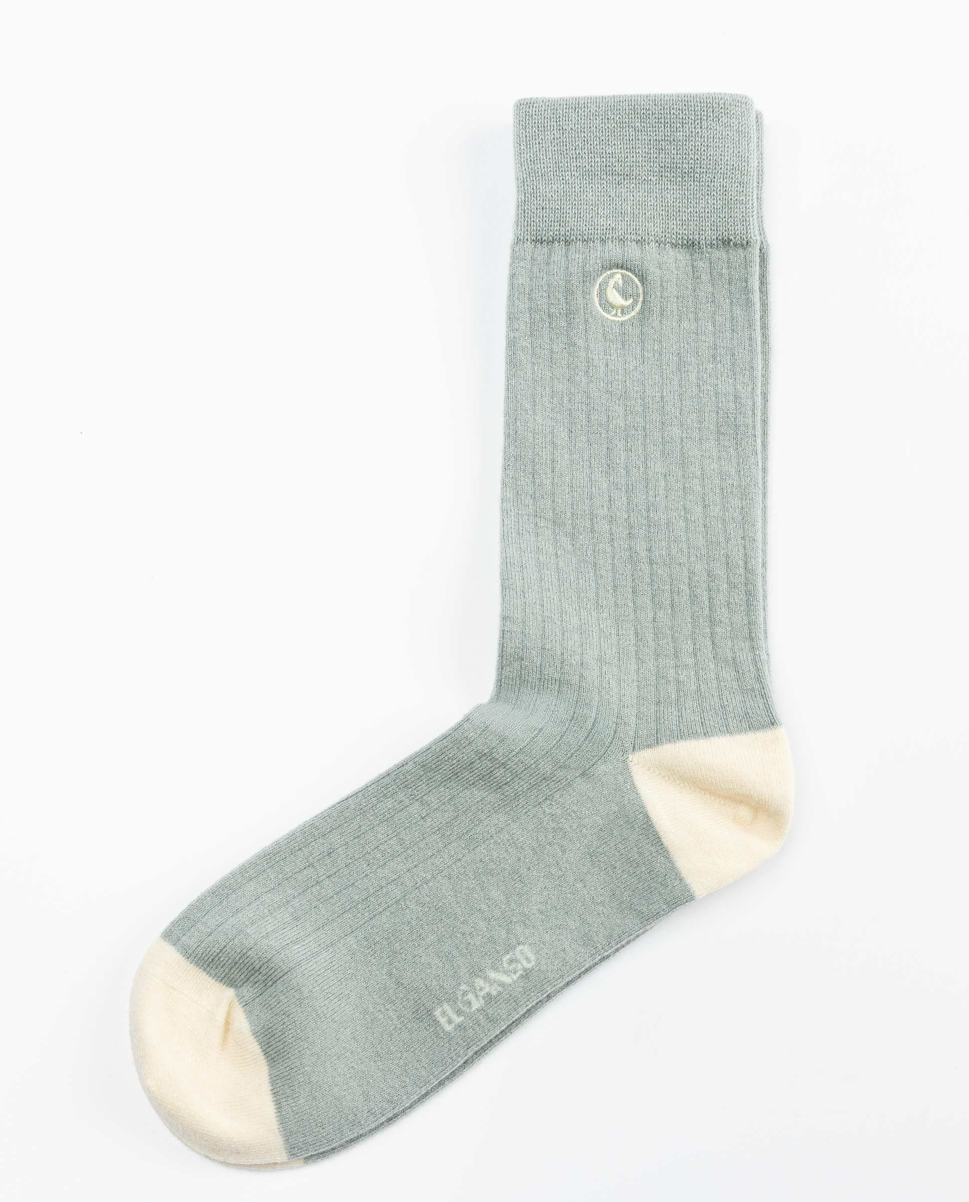 Grey Ribbed Wool Socks