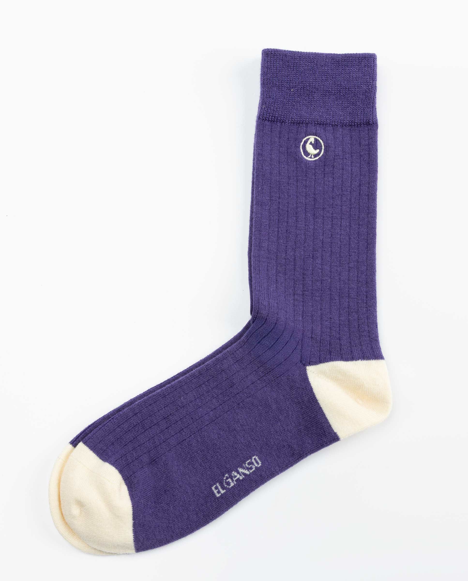 Purple Ribbed Wool Socks