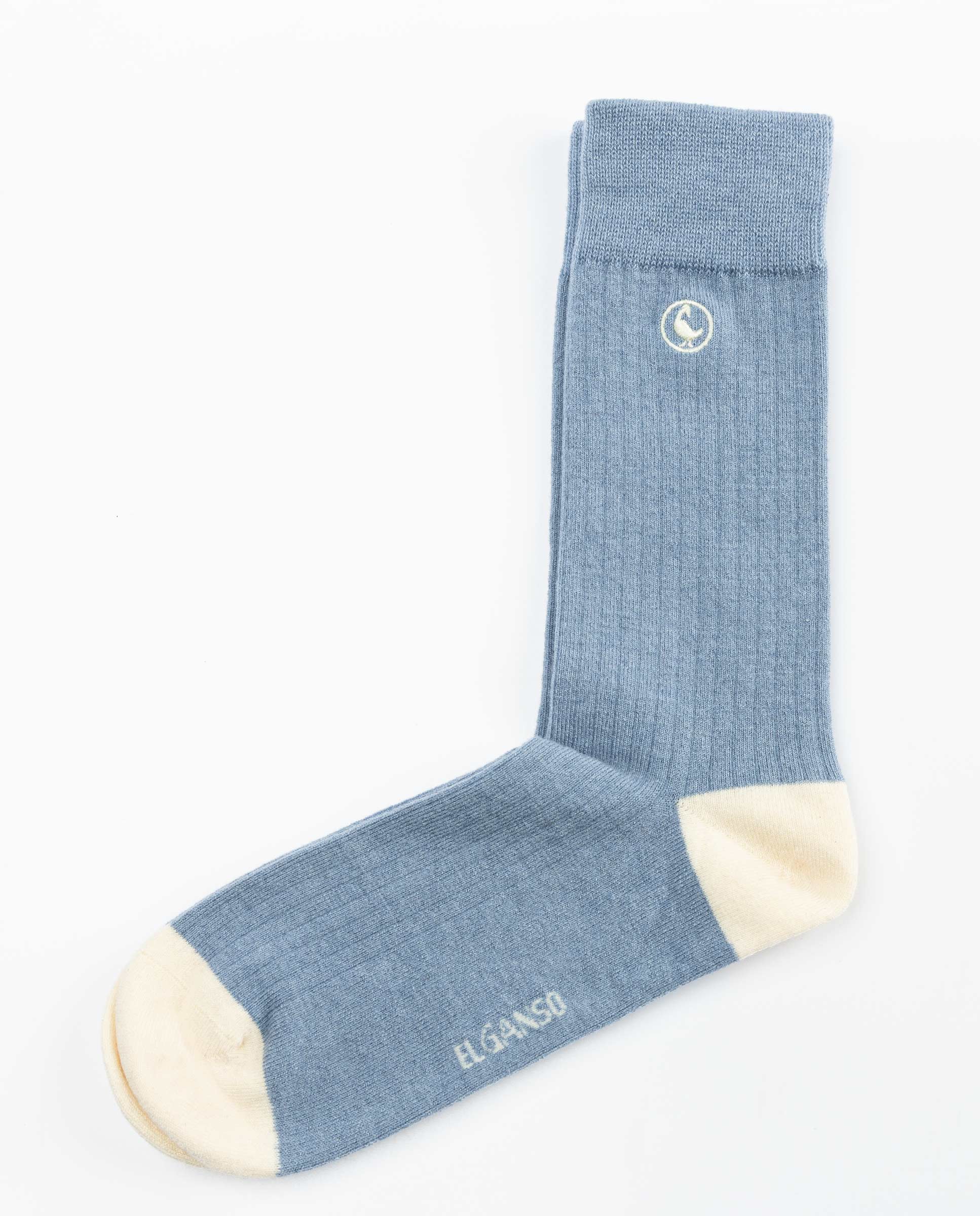 Blue Ribbed Wool Socks