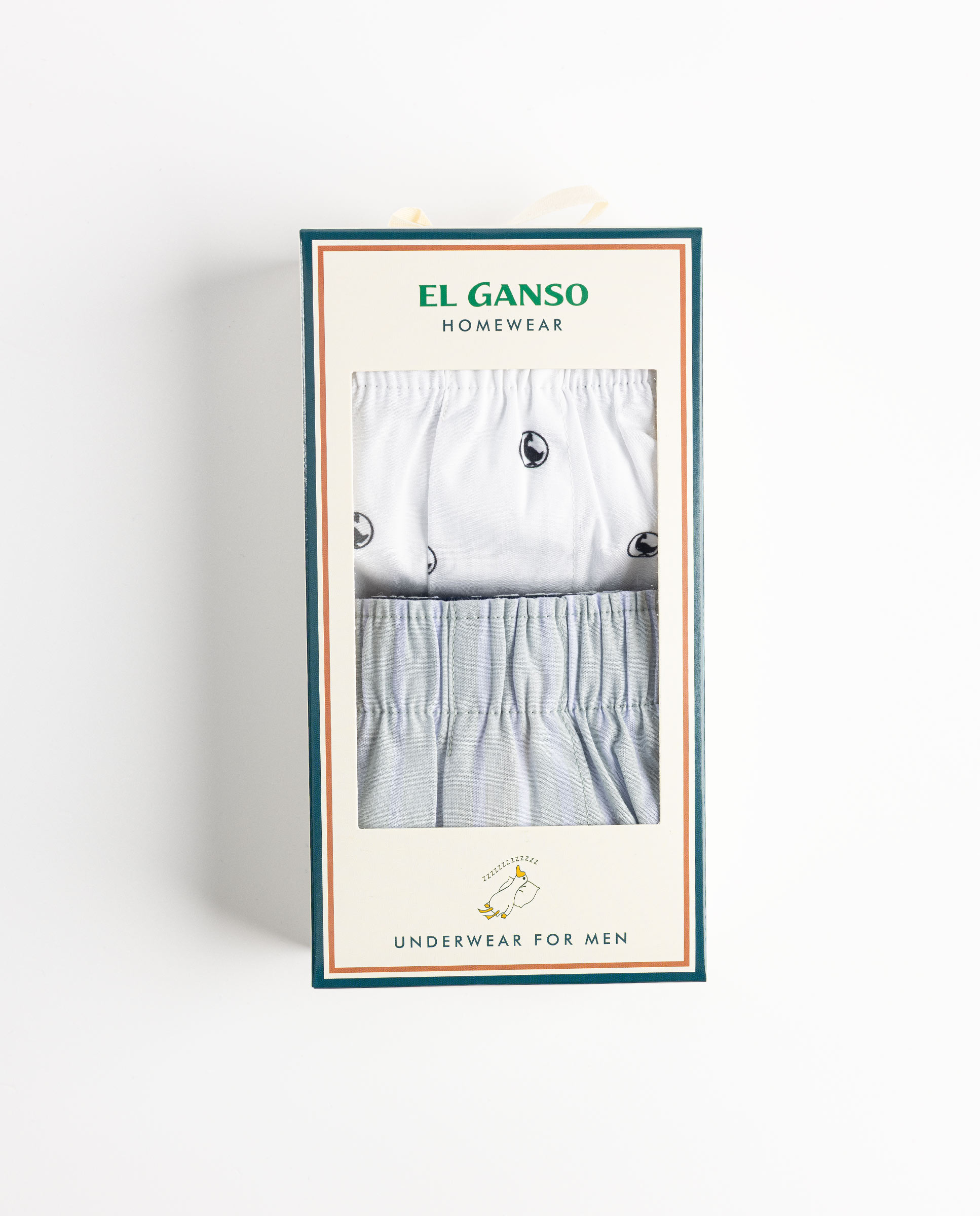 Pack Boxer Plana Liso Blanco Estampado Gansos Raya Butcher Verde