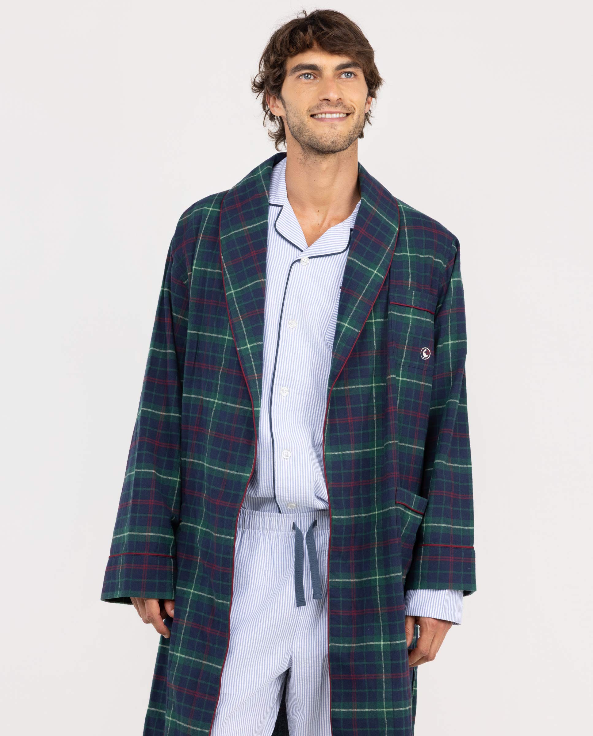 Robe xadrez verde e azul