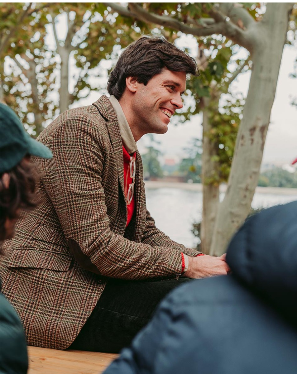 Brown Prince of Wales Check Blazer